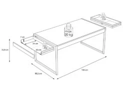Table 166 Cm 2 Tiroirs Décor Bois Recyclé Et Métal Noir - APACHE -Mobilia Boutique table a manger 17568835