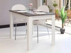 Table à Manger CASSY II - 4 Couverts - Blanc, Plateau Effet Béton -Mobilia Boutique table a manger 176585