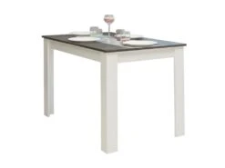 Table à Manger CASSY II - 4 Couverts - Blanc, Plateau Effet Béton -Mobilia Boutique table a manger 176589