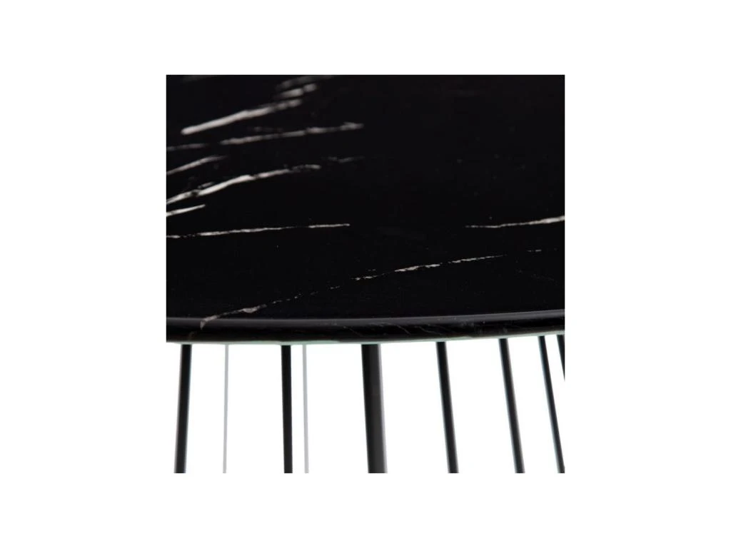 Table De Repas Ronde Effet Marbre Noir - RAYMONDE 5 Table De Repas Ronde Effet Marbre Noir - RAYMONDE – Image 3