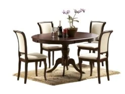 Table à Manger Ovale 106-141 X 106 X 76 Cm - Noyer Foncé -Mobilia Boutique table a manger 17870099