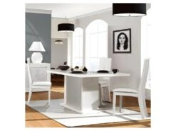 Table De Repas à Allonge Laqué Blanc à LEDs - MARKS -Mobilia Boutique table a manger 17998869