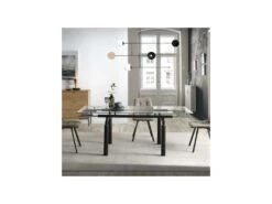 Table De Repas Extensible Verre/Noir Mat - POKENO -Mobilia Boutique table a manger 17998989