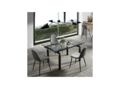 Table De Repas Extensible Verre/Noir Mat - POKENO -Mobilia Boutique table a manger 17998991