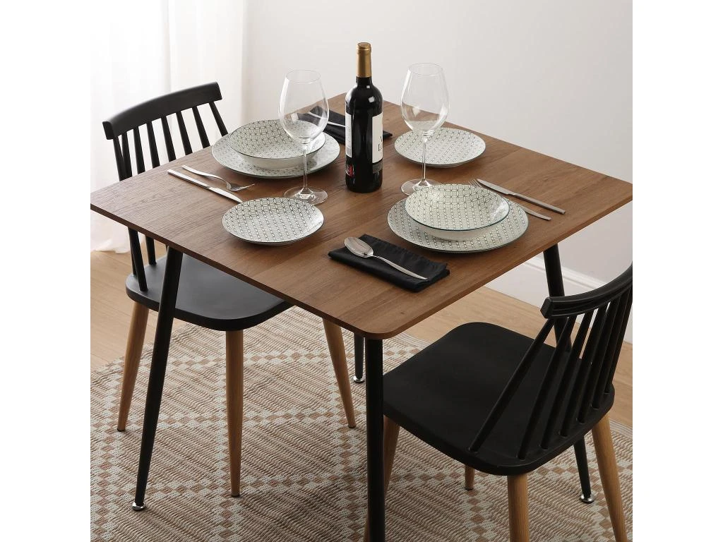 Table De Salle à Manger Iulia, 75 X 80 X 80 Cm, Bois, PVC Et Métal, Marron Et Noir 4 Table De Salle à Manger Iulia, 75 X 80 X 80 Cm, Bois, PVC Et Métal, Marron Et Noir – Image 2