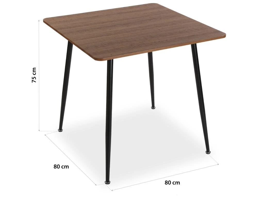 Table De Salle à Manger Iulia, 75 X 80 X 80 Cm, Bois, PVC Et Métal, Marron Et Noir 8 Table De Salle à Manger Iulia, 75 X 80 X 80 Cm, Bois, PVC Et Métal, Marron Et Noir – Image 6