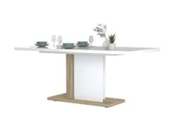 Table De Repas Avec Allonges Blanc Laqué/Chêne Doré 180*90 Cm - STAIN -Mobilia Boutique table a manger 18316755