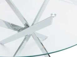 Table à Manger Ronde 4 Couverts En Verre Trempé Et Métal Chromé - Transparent - COSIMA -Mobilia Boutique table a manger 18364889