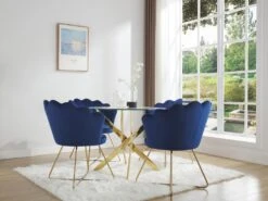 Table à Manger Ronde 2 Couverts En Verre Trempé Et Métal Doré - Transparent - COSIMA -Mobilia Boutique table a manger 18364921