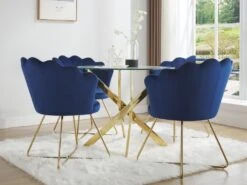 Table à Manger Ronde 2 Couverts En Verre Trempé Et Métal Doré - Transparent - COSIMA -Mobilia Boutique table a manger 18364923