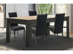 Table à Manger 160 Cm Coloris Noir Et Bois Wiva - Naturel Clair -Mobilia Boutique table a manger 18397355