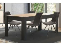 Table à Manger 160 Cm Coloris Noir Et Bois Wiva - Naturel Clair -Mobilia Boutique table a manger 18397357