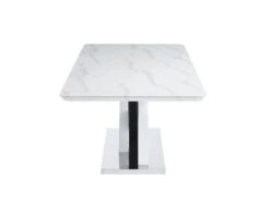 Table à Manger 8 Couverts En MDF Et Acier Inoxydable - Effet Marbre Blanc Et Noir - EVAELA -Mobilia Boutique table a manger 18620493