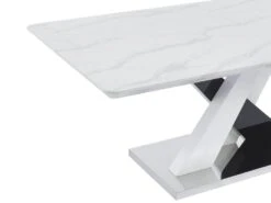 Table à Manger 8 Couverts En MDF Et Acier Inoxydable - Effet Marbre Blanc Et Noir - EVAELA -Mobilia Boutique table a manger 18620495