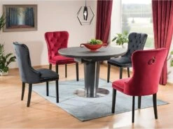 Table à Manger Extensible 120-160 X 120 X 76 Cm - Anthracite