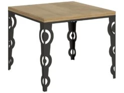 Table Extensible Portefeuille 90x90/180 Cm Karamay Libra Chêne Nature Cadre Anthracite