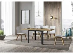 Table Extensible Portefeuille 90x90/180 Cm Linea Libra Chêne Nature Cadre Anthracite 7 Table Extensible Portefeuille 90x90/180 Cm Linea Libra Chêne Nature Cadre Anthracite -Mobilia Boutique table a manger 18957769