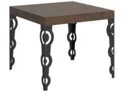 Table Extensible 90x90/246 Cm Karamay Noyer Cadre Anthracite