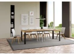 Table Extensible 90x90/246 Cm Linea Chêne Nature Cadre Anthracite 9 Table Extensible 90x90/246 Cm Linea Chêne Nature Cadre Anthracite -Mobilia Boutique table a manger 18958113