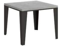 Table Extensible Portefeuille 90x90/180 Cm Flame Libra Ciment Cadre Anthracite