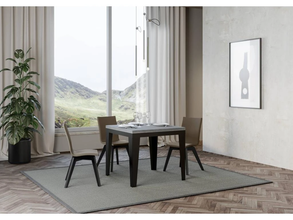 Table Extensible Portefeuille 90x90/180 Cm Flame Libra Ciment Cadre Anthracite 4 Table Extensible Portefeuille 90x90/180 Cm Flame Libra Ciment Cadre Anthracite – Image 2