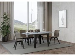 Table Extensible Portefeuille 90x90/180 Cm Flame Libra Ciment Cadre Anthracite 7 Table Extensible Portefeuille 90x90/180 Cm Flame Libra Ciment Cadre Anthracite -Mobilia Boutique table a manger 18958481
