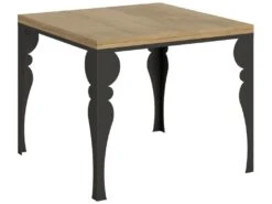 Table Extensible Portefeuille 90x90/180 Cm Paxon Libra Chêne Nature Cadre Anthracite