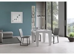 Table Extensible 90x90/246 Cm Spimbo Frêne Blanc -Mobilia Boutique table a manger 18958767