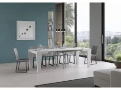 Table Extensible 90x90/246 Cm Spimbo Frêne Blanc -Mobilia Boutique table a manger 18958769