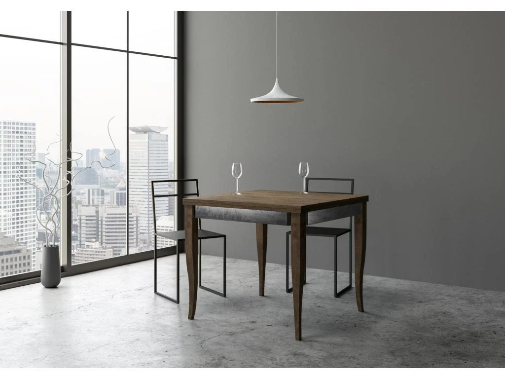 Table Extensible Portefeuille 90x90/180 Cm Sciabola Librox Noyer Cadre Gris 4 Table Extensible Portefeuille 90x90/180 Cm Sciabola Librox Noyer Cadre Gris – Image 2