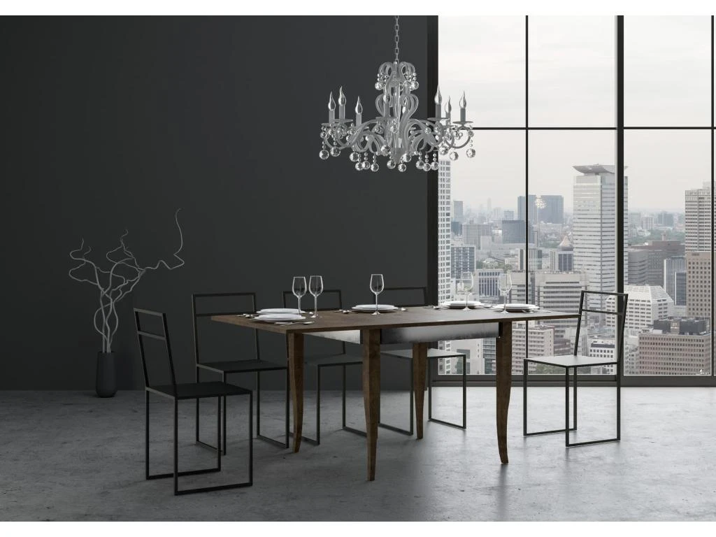 Table Extensible Portefeuille 90x90/180 Cm Sciabola Librox Noyer Cadre Gris 5 Table Extensible Portefeuille 90x90/180 Cm Sciabola Librox Noyer Cadre Gris – Image 3