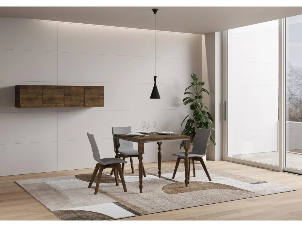 Table Extensible Portefeuille 90x90/180 Cm Romagna Libra Noyer Cadre Gris 4 Table Extensible Portefeuille 90x90/180 Cm Romagna Libra Noyer Cadre Gris – Image 2