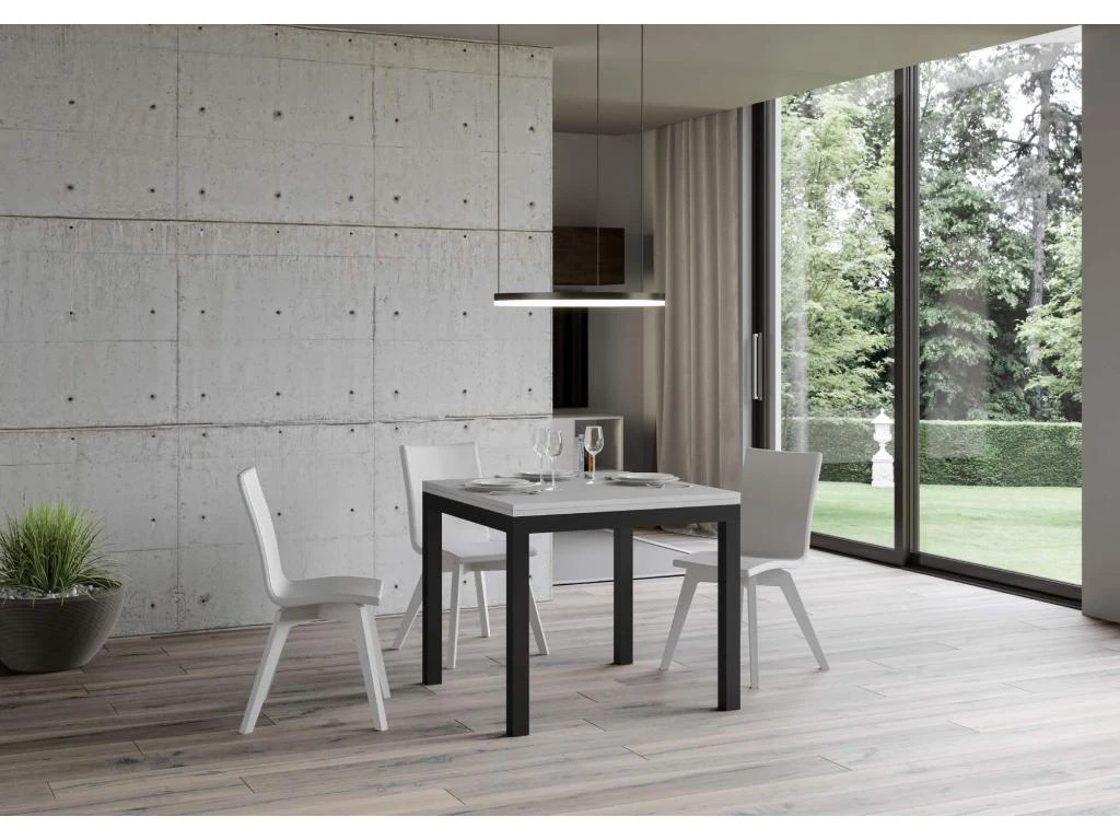 Table Extensible Portefeuille 90x90/180 Cm Everyday Libra Frêne Blanc Cadre Anthracite 4 Table Extensible Portefeuille 90x90/180 Cm Everyday Libra Frêne Blanc Cadre Anthracite – Image 2