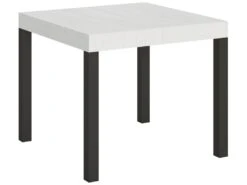 Table Extensible 90x90/246 Cm Everyday Frêne Blanc Cadre Anthracite
