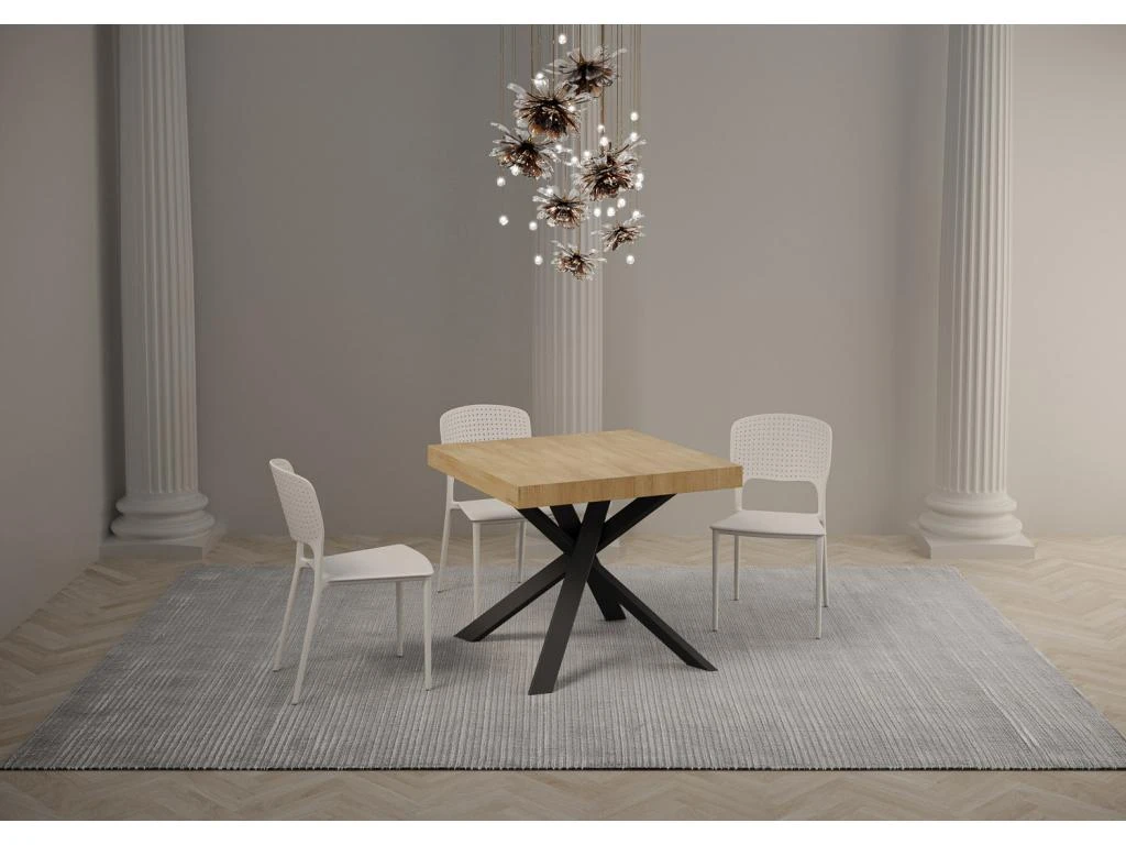 Table Extensible 90x90/194 Cm Clerk Dessus Chêne Nature Pieds Anthracite 5 Table Extensible 90x90/194 Cm Clerk Dessus Chêne Nature Pieds Anthracite – Image 3