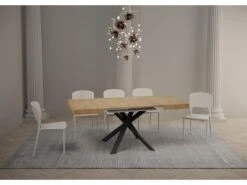 Table Extensible 90x90/194 Cm Clerk Dessus Chêne Nature Pieds Anthracite 9 Table Extensible 90x90/194 Cm Clerk Dessus Chêne Nature Pieds Anthracite -Mobilia Boutique table a manger 18960383