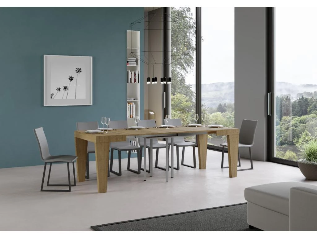 Table Extensible 90x90/246 Cm Spimbo Chêne Nature 5 Table Extensible 90x90/246 Cm Spimbo Chêne Nature – Image 3