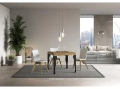 Table Extensible 90x90/246 Cm Paxon Chêne Nature Cadre Anthracite 7 Table Extensible 90x90/246 Cm Paxon Chêne Nature Cadre Anthracite -Mobilia Boutique table a manger 18961087