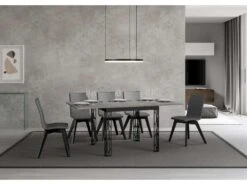 Table Extensible Portefeuille 90x90/180 Cm Ghibli Libra Ciment Cadre Anthracite -Mobilia Boutique table a manger 18961357