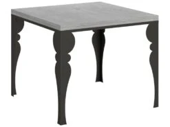 Table Extensible Portefeuille 90x90/180 Cm Paxon Libra Ciment Cadre Anthracite