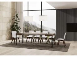 Table Extensible 90x90/246 Cm Ghibli Noyer Cadre Anthracite -Mobilia Boutique table a manger 18962889