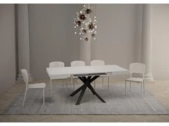 Table Extensible 90x90/194 Cm Clerk Dessus Frêne Blanc Pieds Anthracite -Mobilia Boutique table a manger 18963193