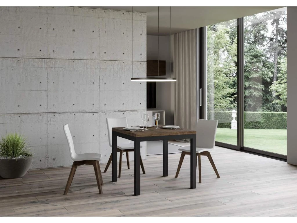 Table Extensible Portefeuille 90x90/180 Cm Everyday Libra Noyer Cadre Anthracite 4 Table Extensible Portefeuille 90x90/180 Cm Everyday Libra Noyer Cadre Anthracite – Image 2