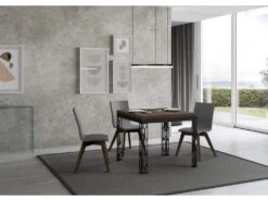 Table Extensible Portefeuille 90x90/180 Cm Ghibli Libra Noyer Cadre Anthracite -Mobilia Boutique table a manger 18963543