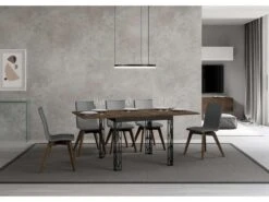 Table Extensible Portefeuille 90x90/180 Cm Ghibli Libra Noyer Cadre Anthracite -Mobilia Boutique table a manger 18963545