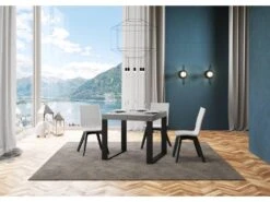 Table Extensible 90x90/246 Cm Tecno Ciment Cadre Anthracite 7 Table Extensible 90x90/246 Cm Tecno Ciment Cadre Anthracite -Mobilia Boutique table a manger 18963591