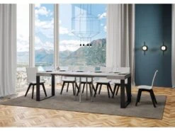 Table Extensible 90x90/246 Cm Tecno Ciment Cadre Anthracite 8 Table Extensible 90x90/246 Cm Tecno Ciment Cadre Anthracite -Mobilia Boutique table a manger 18963593