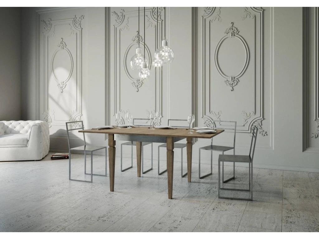 Table Extensible Portefeuille 90x90/180 Cm Impero Librox Noyer Cadre Gris 5 Table Extensible Portefeuille 90x90/180 Cm Impero Librox Noyer Cadre Gris – Image 3