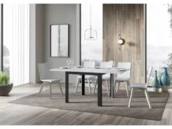 Table Extensible Portefeuille 90x90/180 Cm Linea Libra Frêne Blanc Cadre Anthracite 7 Table Extensible Portefeuille 90x90/180 Cm Linea Libra Frêne Blanc Cadre Anthracite -Mobilia Boutique table a manger 18964851