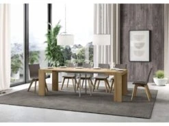 Table Extensible 90x90/246 Cm Roxell Chêne Nature 8 Table Extensible 90x90/246 Cm Roxell Chêne Nature -Mobilia Boutique table a manger 18965471